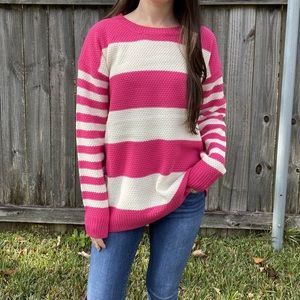 Zenana Pink Striped Sweater NWOT
